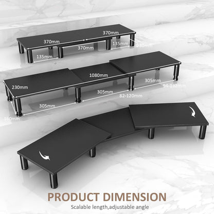 AX Waber Dual Monitor Riser - Adjustable Length & Angle, Wooden Stand for 2 Monitors with Storage