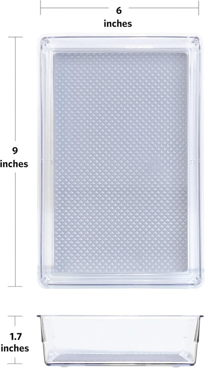 Glad Drawer Organizer Bin, 15x9 - Divided Clear Plastic Storage Tray for Junk Drawers, Kitchen Utensils, Bathroom Vanity, and Organizing Pantry - BPA Free, Food Safe, Non Slip