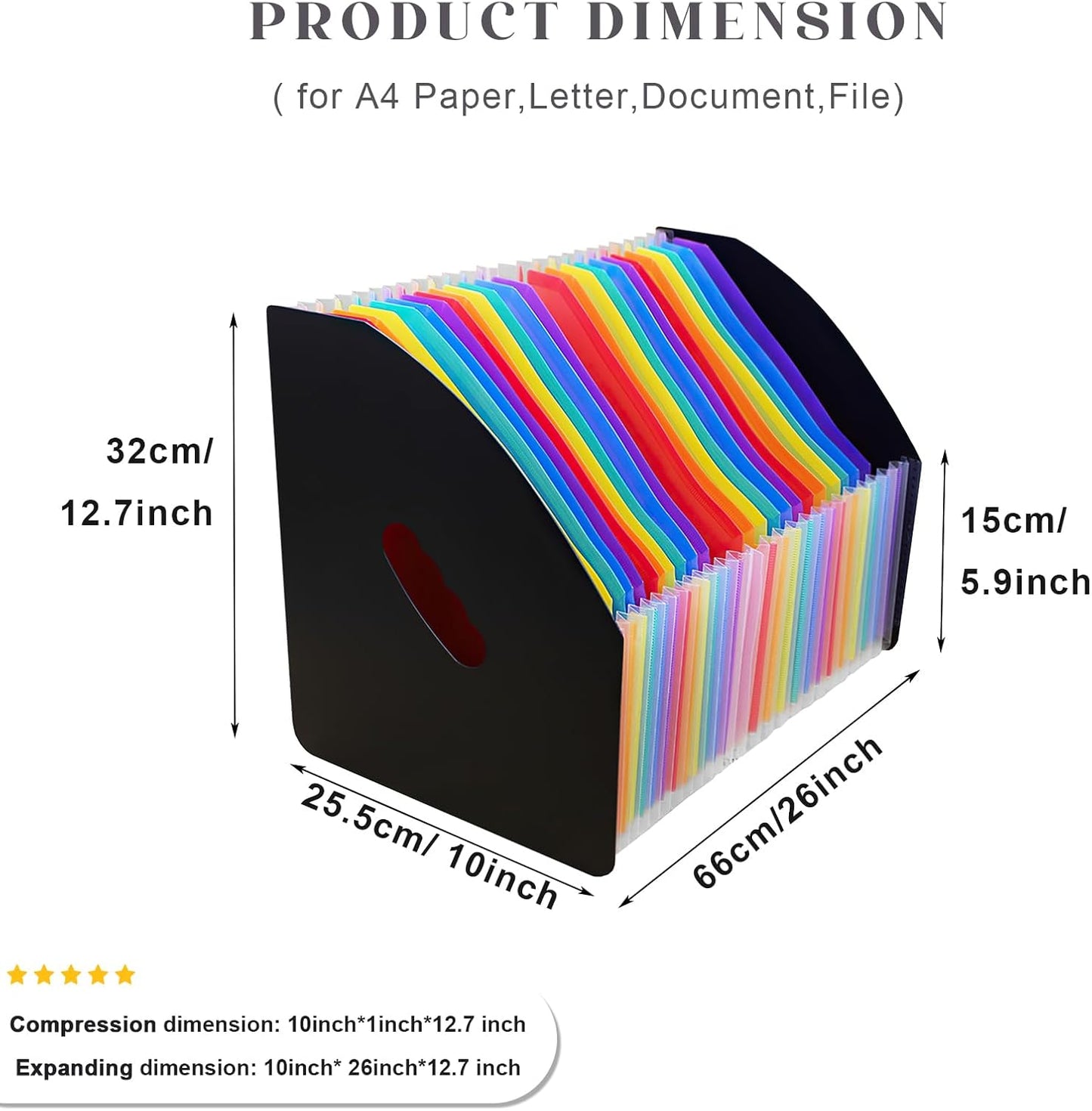 SAYEEC Rainbow Expanding File Holder Standing A4 Vertical Mini Book Organizer Magazine Basket Desktop 13 Pockets Files Folder with Handle for Students Examination Paper Bills Office Study