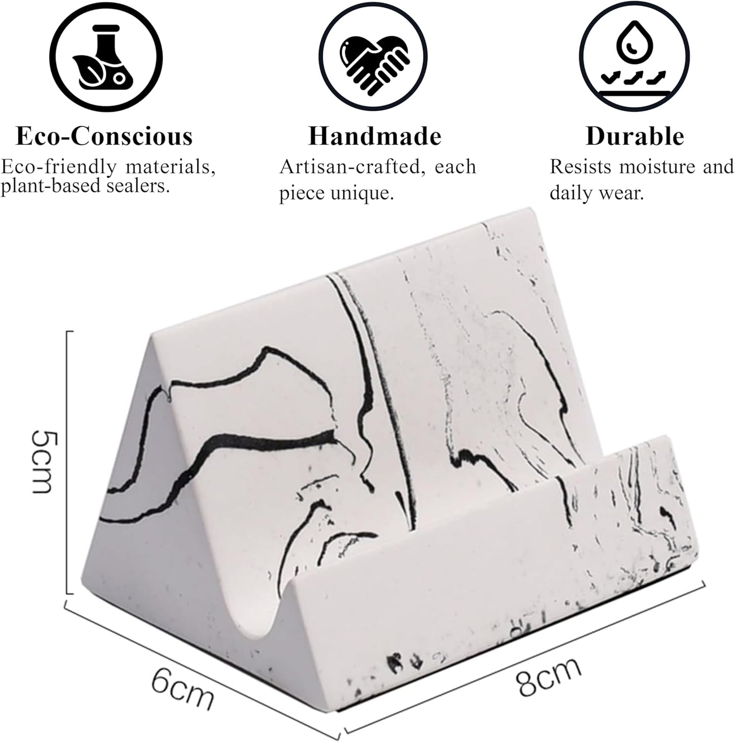 Concrete phone stand, desktop phone stand, multifunctional stand, compatible with iPhone 16/15/14/13/12 smartphones (Ink wash)