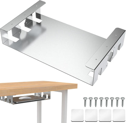 Upgrade Under Desk Shelf with Heat Dissipation - Under Table Shelf for Laptop, Audio, Game Console Device - Work Station, Standing Desk