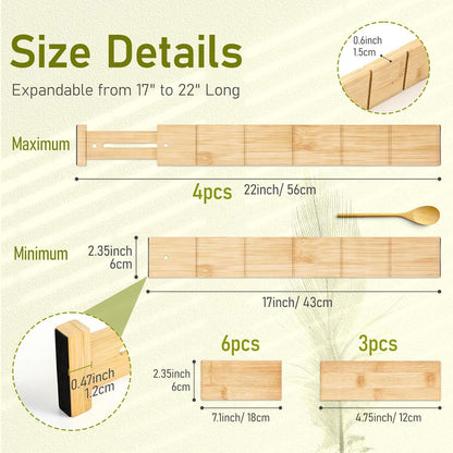 Whitmor 6-Piece Bamboo Drawer Organizers