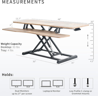 VIVO 26 inch Desk Converter, K Series, Height Adjustable Sit to Stand Riser, Dual Monitor and Laptop Workstation with Keyboard Tray, Black, DESK-V026KB