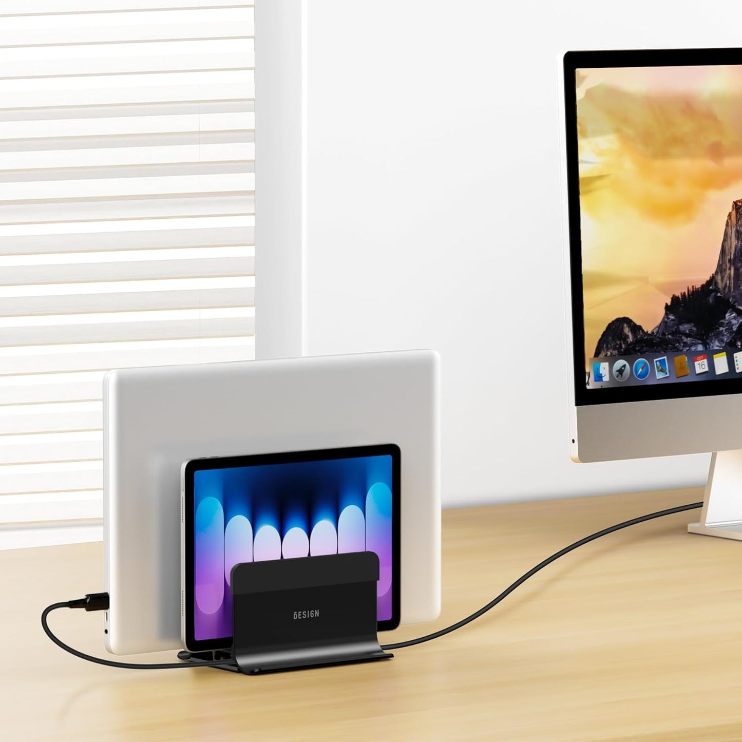 BESIGN LS13 Vertical Laptop Stand Holder for Desk, 4 in 1 Desktop Stand Holder for Laptops, Tablets, Smart Phones