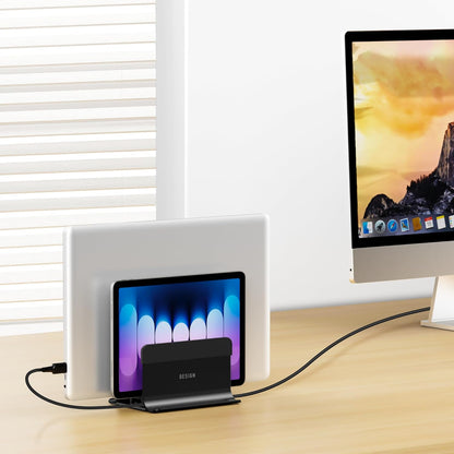 BESIGN LS13 Vertical Laptop Stand Holder for Desk, 4 in 1 Desktop Stand Holder for Laptops, Tablets, Smart Phones