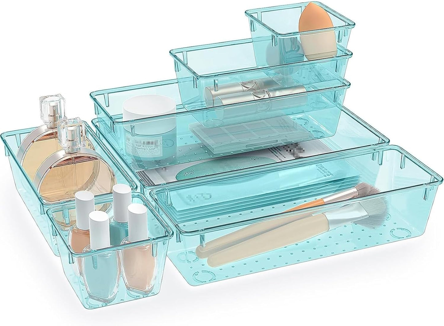 StorMiracle 28 PCS Clear Plastic Drawer Organizers Set, 4 Size Desk Drawer Organizer Trays for Makeup, Jewelry, Kitchen Utensils, Gadgets and Office Accessories