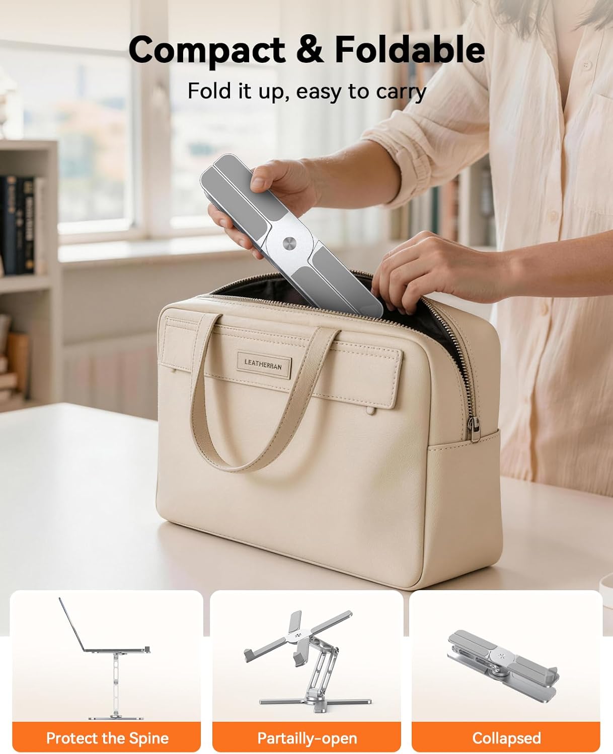 TECKNET Laptop Stand for Desk with 360° Rotating Base, Ergonomic Foldable Computer Stand - Portable Laptop Riser Holder Adjustable Height Angles, Fits MacBook Air Pro All Laptops 10-17" - Silver