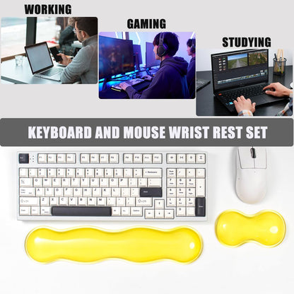 Clear Gel Wrist Rest for Keyboard and Mouse, Green Silicone Mouse Wrist Rest Set, Cute Ergonomic Wrist Rest for Keyboard 60%/75%(Green)