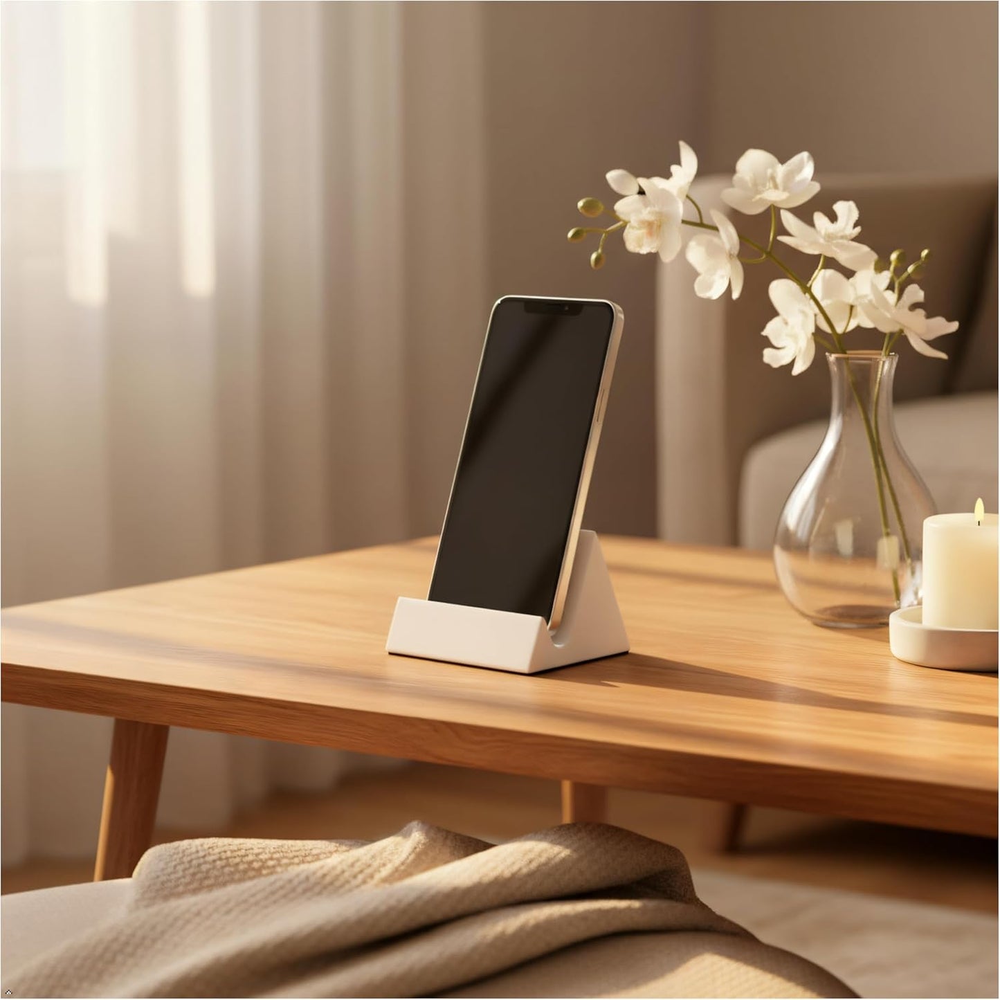 Concrete phone stand, desktop phone stand, multifunctional stand, compatible with iPhone 16/15/14/13/12 smartphones (Ink wash)