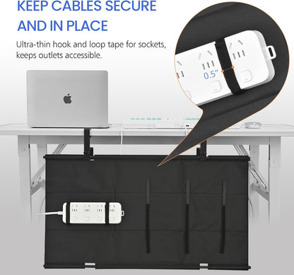 36" Under Desk Cable Management Tray- Clamp/Screw Mount Desk Cable Organizer Cable Tray Hiders for Office&Home