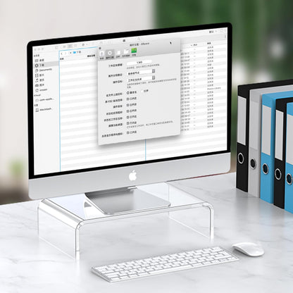 Acrylic Monitor Stand Riser Acrylic Laptop Stand for Desk Clear Computer Monitor Stand for Desk Accessories White Aesthetic Decorations for Office Home iMac Organizer