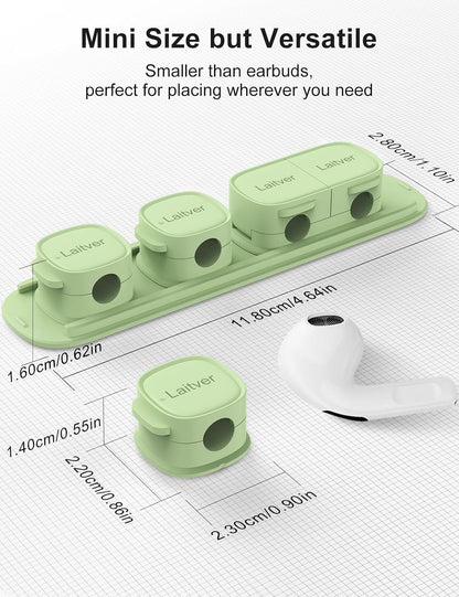 6 Pack Magnetic Cable Clips [1s Open/Lock], Laitver Cord Organizer Holder Strong Adhesive Desk Cable Management- Organize Charging Cords Neatly for Home, Office, Car,Desk, Nightstand
