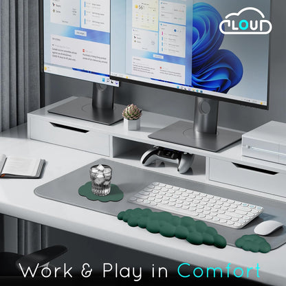 Cloud Wrist Rest for Computer Keyboard Arm Wrist Rest with Non-Slip Base Extended Wrist Rest Ergonomic Memory Foam for Keyboard and Mouse Typing Pain Relief, Office, Gaming, Computer