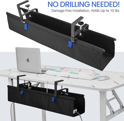 36" Under Desk Cable Management Tray- Clamp/Screw Mount Desk Cable Organizer Cable Tray Hiders for Office&Home