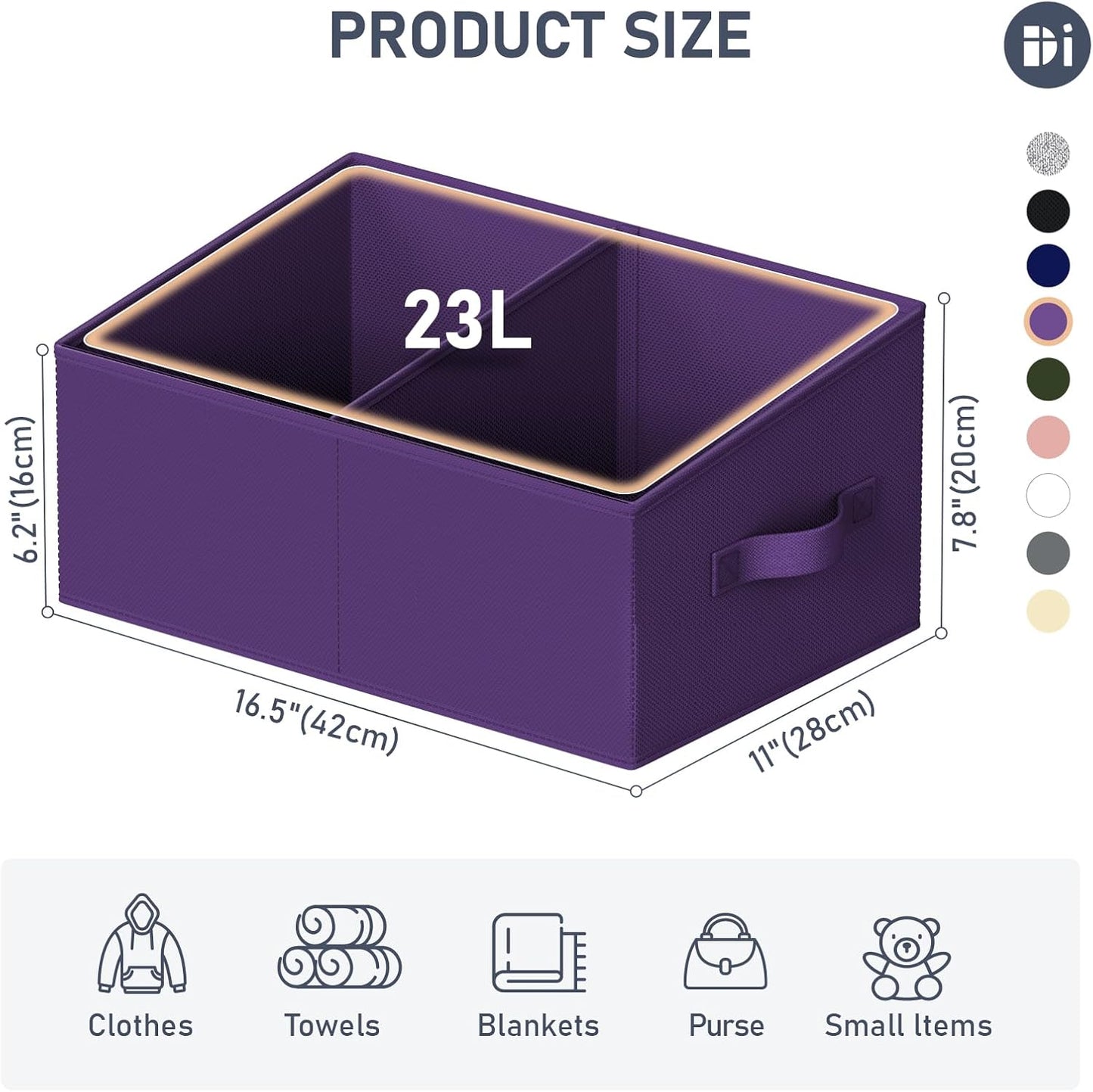 DIMJ Closet Storage Bins, 6 Pack Storage Baskets for Shelves, Foldable Closet Organizer with Handle, Linen Closet Organizers and Storage for Clothes, Toys, Towel, Books (Black)