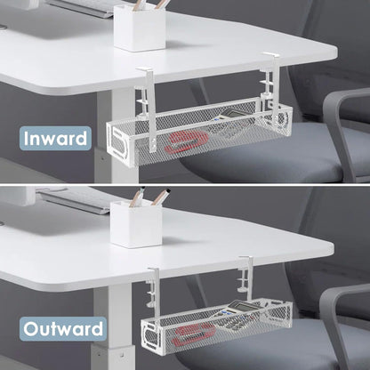 Cable Management, 25'' Cable Management Under Desk No Drill, Metal Cord Organizer with Clamp for Standing Desk, Cable Organizer for Home Office, Black