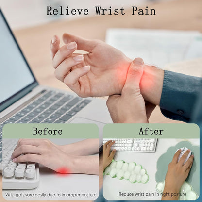 Cloud Wrist Rest Keyboard Pink Mouse Pad Set with Wrist Rest Ergonomic Wrist Pad Memory Foam Non-Slip Base Cute Gradient Wrist Support for Computer Laptop Gaming Home Office Relief Typing Pain