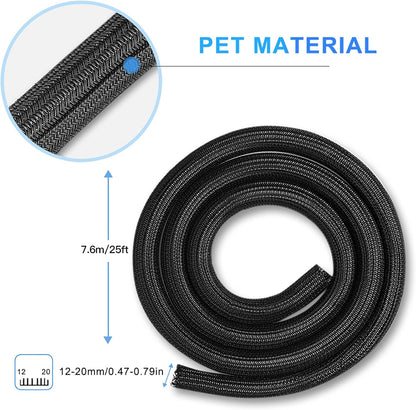 AGPTEK White Cable Sleeve, 2 Pack 5ft - 1.2 Inch Cable Management, Desk Cord Cover Organizer Wire Hider for Computer TV Wire Loom Tubing, Pet Proof Cord Protector from Cat Dog Chewing, White