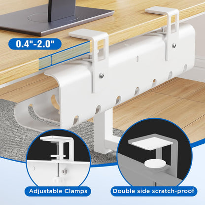 2 Pack No-Drill Under Desk Cable Management Tray 33.8 inch Large Wire Cord Organizers, Cable Management Under Desk for Home and Office No Damage Black