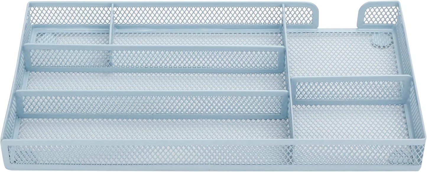 Annova Desk Drawer Organizer Tray for Office Organization - Metal Mesh - Storage Tray with Dividers for Pens, Desktop Accessories, Bathroom, Kitchen, Makeup and Office Supplies (Small, Gold)