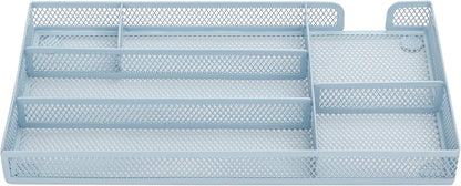 Annova Desk Drawer Organizer Tray for Office Organization - Metal Mesh - Storage Tray with Dividers for Pens, Desktop Accessories, Bathroom, Kitchen, Makeup and Office Supplies (Small, Gold)