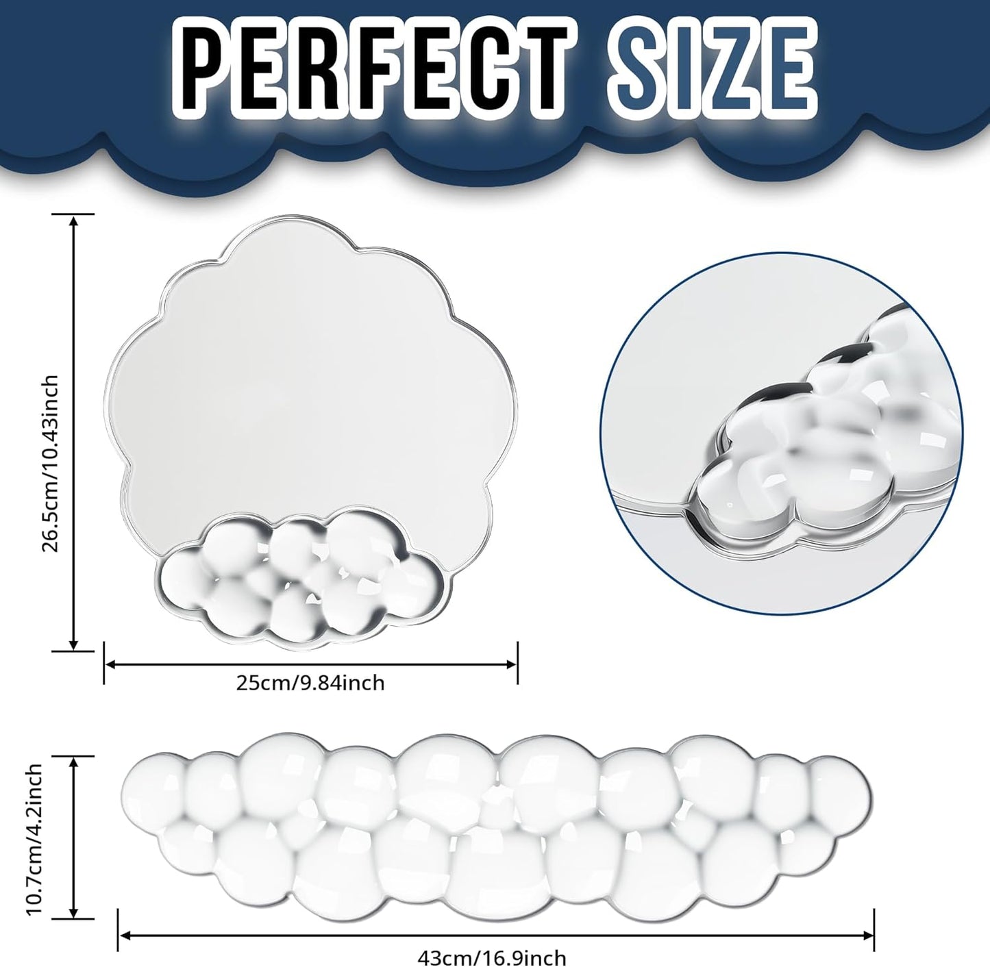 Keyboard Wrist Rest Set — Ergonomic Cloud Gel Wrist Rest Keyboard and Mouse Pad, Non-Slip Desk Accessories for Office and Home（White）