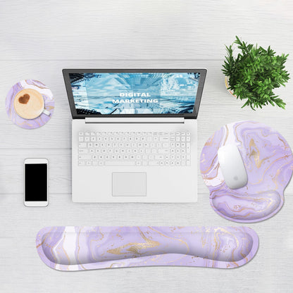 Ergonomic Mouse Pad with Wrist Rest and Keyboard Wrist Rest, Memory Foam Wrist Rest for Computer Keyboard, Easy Typing, Pain Relief, Mouse Pad Wrist Support for Gaming,Office, Laptop, Black Flower