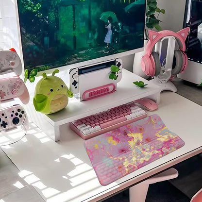 Computer Keyboard Stand Pad with Wrist Rest Purple Blue Cloud Keyboard Pad Support with Comfortable Galaxy Stars Wrist Pad Cute Girl Ergonomic Tilted Keyboard Riser Holder for Desktop Office Home