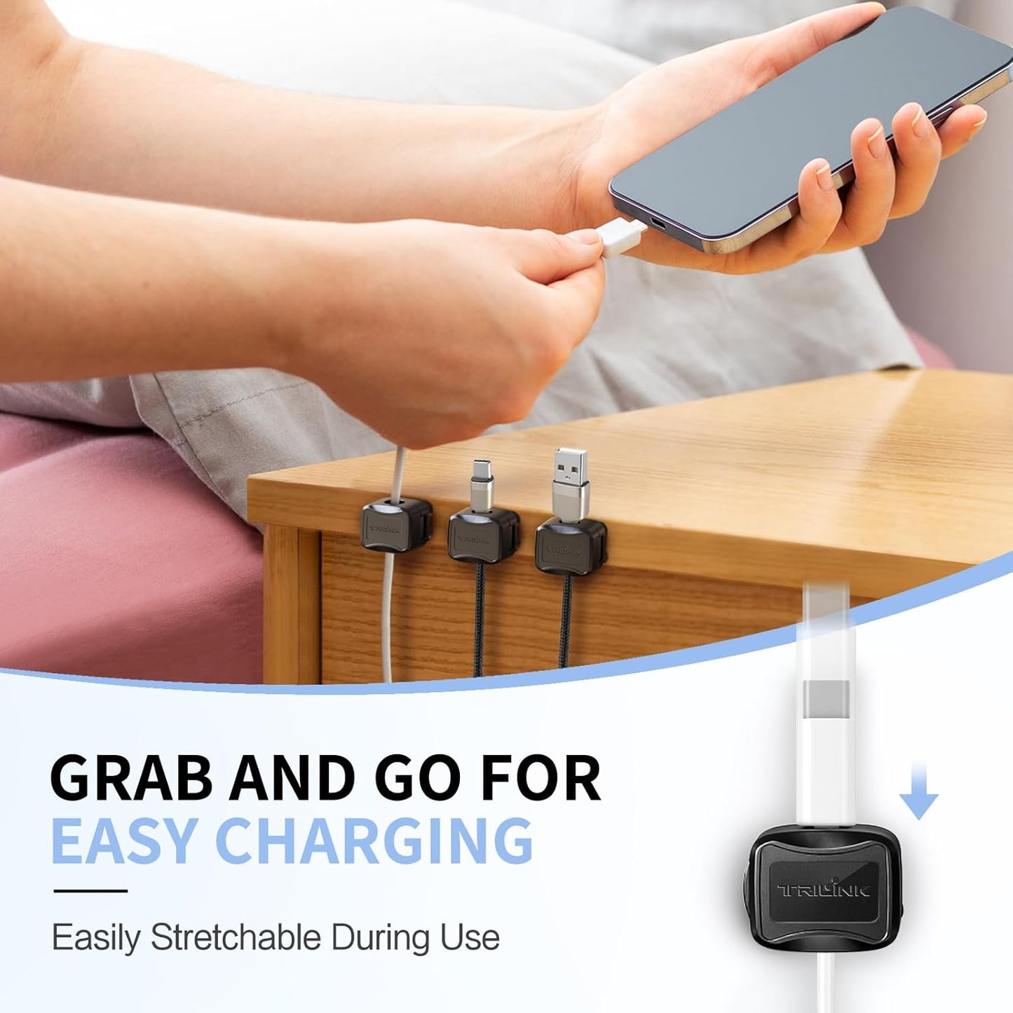 6-Piece Magnetic Cable Clips Set with 6 Silicone Suction Cups for Cable Management | Magnetic Cord Holder and Organizer Keeper for Home Office, Desk, Phone, Car, Wall, and Nightstand