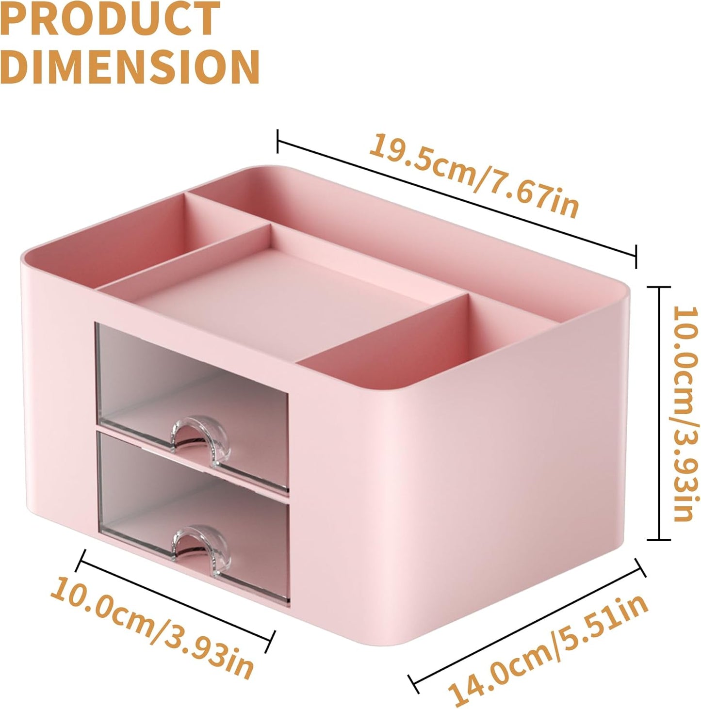 Marbrasse Pen Organizer with 2 Drawer, Multi-Functional Pencil Holder for Desk, Desk Organizers and Accessories with 5 Compartments + Drawer for Office Art Supplies (White)