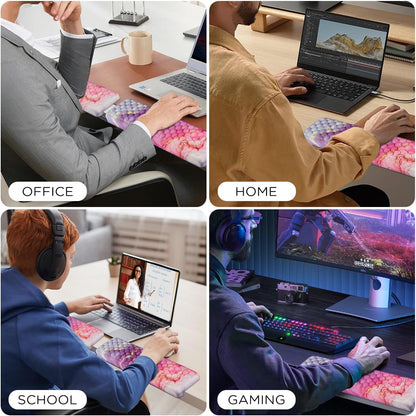 JIKIOU L-Shaped Desk Elbow Pad for Desk, Memory Foam Elbow Support Padding with Non-Slip, 2 Pack Ergonomic Desk Edge Cushion, Wrist Comfort Support for Office Home Black