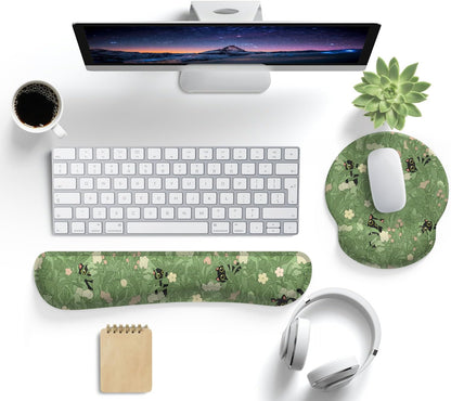 Ghost Book Mousepad with Wrist Rest Halloween Computer Keyboard Mouse Pad Black Cute, Mouse Pad with Wrist Rest for Computer Keyboard, 2 In1 Mousepad with Wrist Support Easy Typing&Relieve Wrist Pai