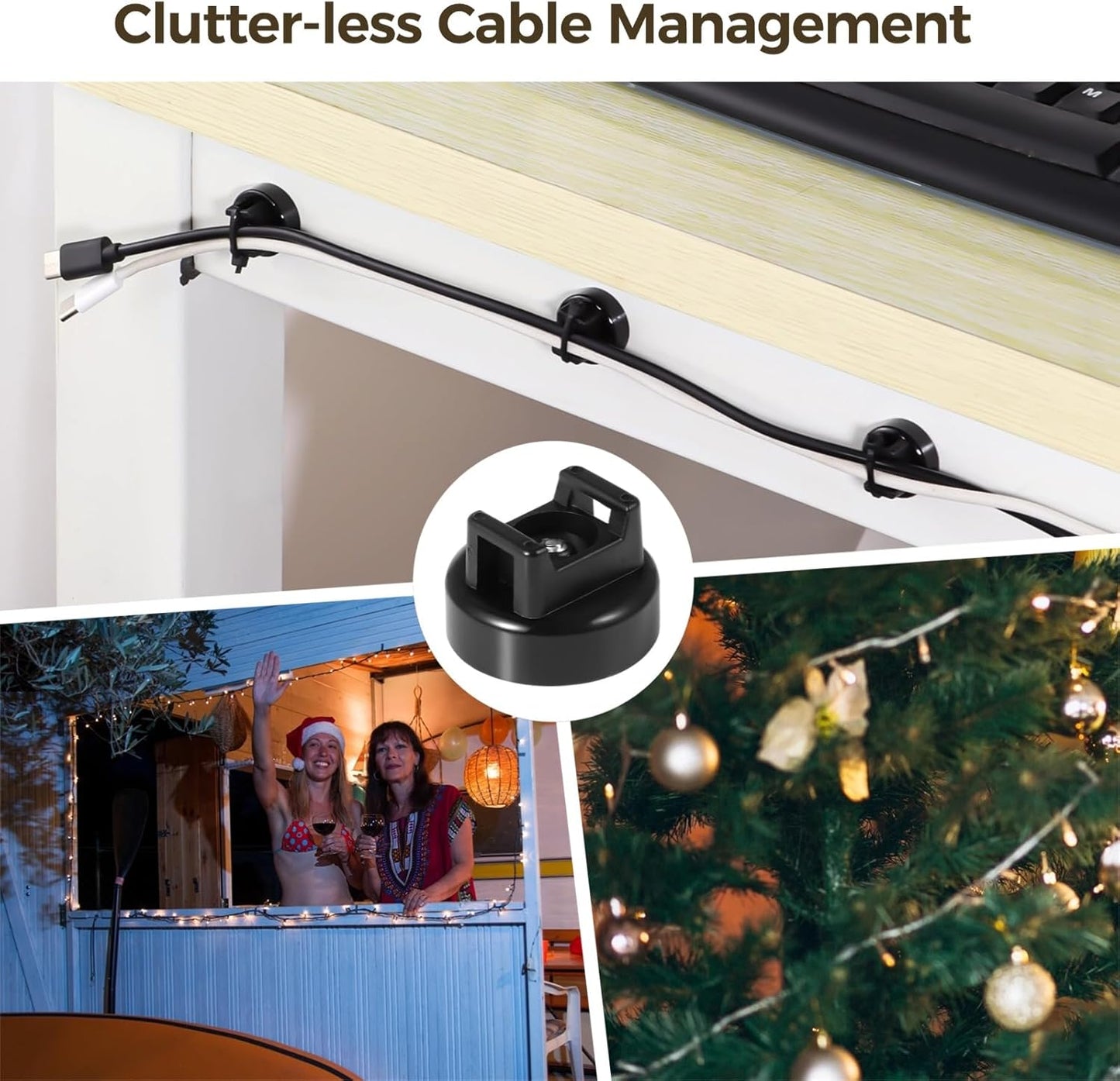 Magnetic Cable Zip Tie Mounts, 35 Pcs Magnet Bases with 200 Pcs Cable Ties, Multipurpose Wire Management Organizer for Desk PC Home Office, Adhesive-Free Cable Clips Holder