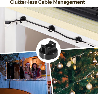 Magnetic Cable Zip Tie Mounts, 35 Pcs Magnet Bases with 200 Pcs Cable Ties, Multipurpose Wire Management Organizer for Desk PC Home Office, Adhesive-Free Cable Clips Holder