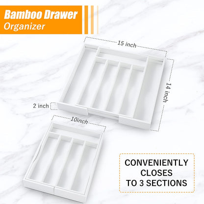 Kitchen Silverware Drawer Organizer and Storage Flatware Cutlery Utensil Holder Spice Rack Containers Bathroom Counter Cabinet Office Desk Makeup Drawer Tray Kitchen and Dining Tools Decor Accessories