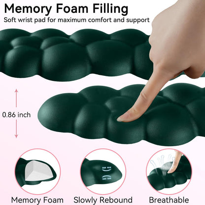 Sushret Cloud Wrist Rest for Computer Keyboard, 4-in-1 Memory Foam Leather Cloud Keyboard Wrist Rest and Mouse Pad Set with Ergonomic Support for Arm and Palm Cushion, Gaming/Work Setup, Rainbow