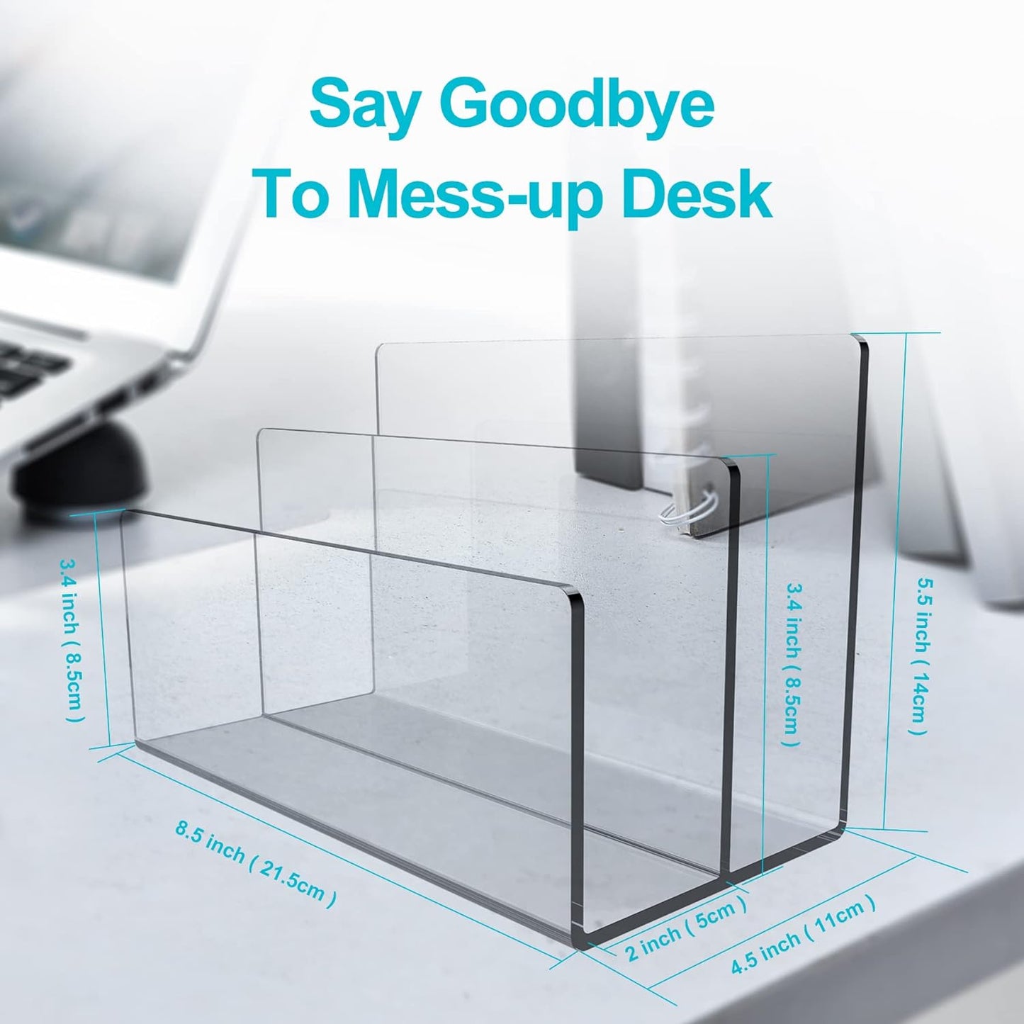 Boloyo Acrylic File Holder,1PC 2 Sections Clear File Organizer Mail Letter Sorter Desktop Folder Holder for Home Office School Envelope Bill Filling Paper Document