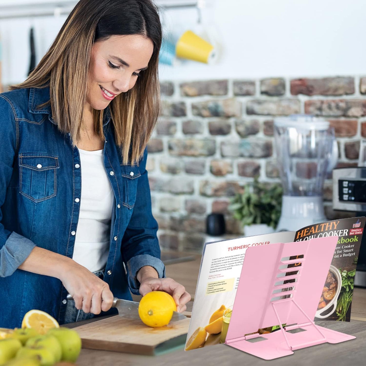 Honagu Metal Desk Book Holder, Hands Free Adjustable Cookbook & Document Holder, Portable Bookstand for Music Books, Textbooks, Recipes, Tablets & iPads (Purple)