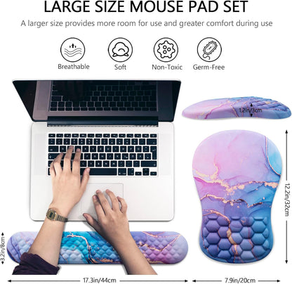 Mouse Pad Wrist Support, Laokiiy 2 in1 Keyboard Wrist Rest+ Ergonomic Mouse Pad, Non-Slip Wrist Rest for Computer Keyboard, Made Easy Typing & Relieve Wrist Pain（Banana Leaf Green）