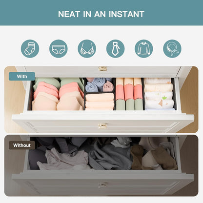 Criusia Drawer Organizer Clothes, 10 Pack Dresser Organizer for Baby Clothes, Underwear, Sock- Foldable Closet Organization and Storage Dividers Bins for Nursery, Bedroom (Beige)