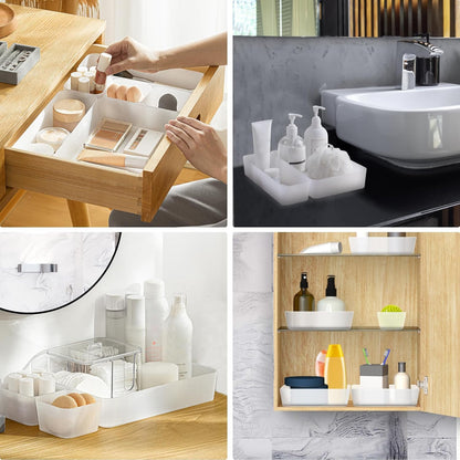 Poeland 5 Pcs Drawer Organizer Tray Storage Box for Bedroom Nightstand Drawer Dresser Bathroom Kitchen Drawer, Frosted