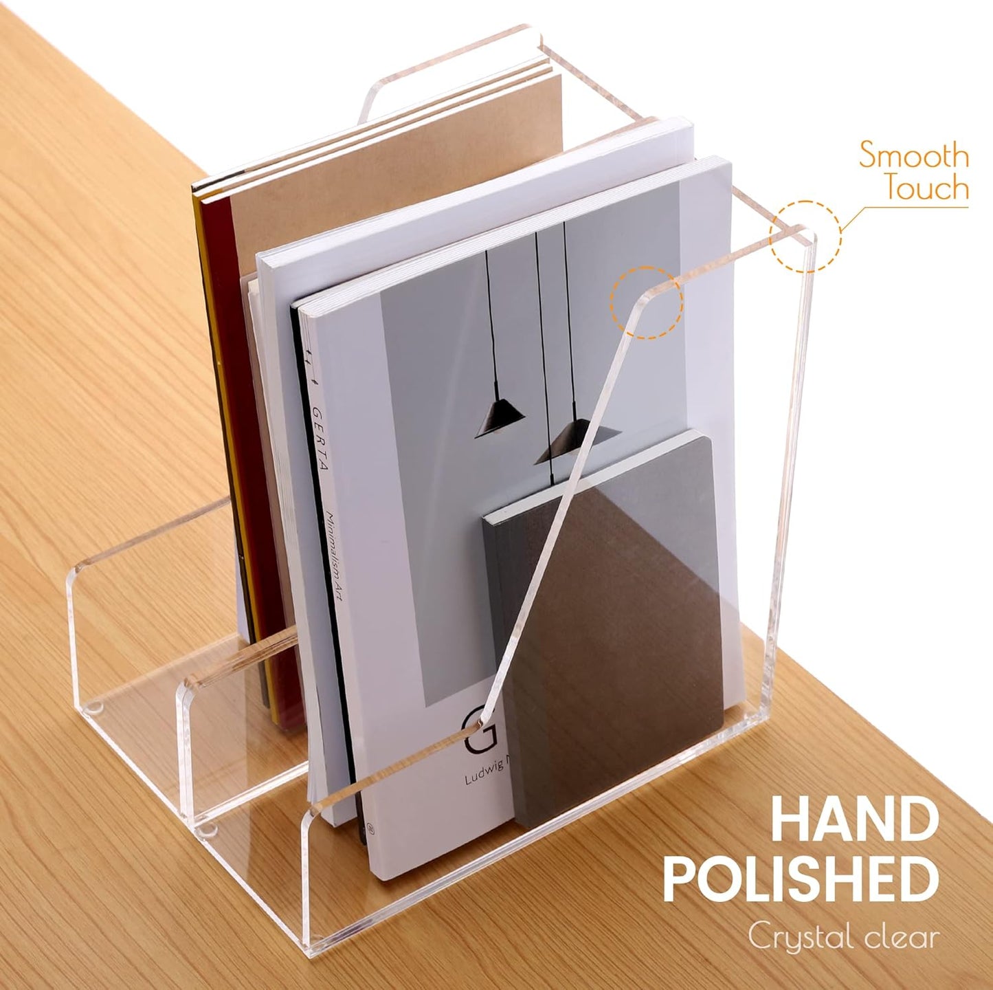 Magazine Holder, Clear Acrylic Magazine Rack, File Organizer for Office Desk, Book Organizer,-One-Piece-3 Vertical spaces,1 pack (B5)……
