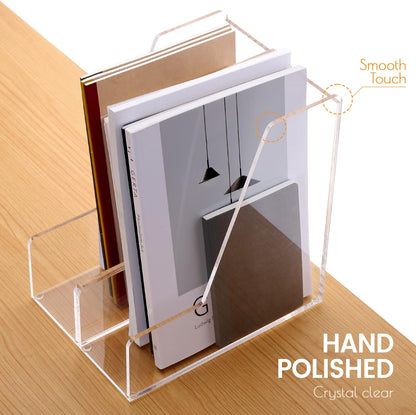 Magazine Holder, Clear Acrylic Magazine Rack, File Organizer for Office Desk, Book Organizer,-One-Piece-3 Vertical spaces,1 pack (B5)……