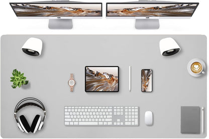 Bloss Leather Desk Pad and Keyboard Wrist Rest, Large Mouse Pad + Keyboard Pad+Mouse Wrist Support, Non-Slip Desk Mat Protector for Office, Home(31.5×15.7 Inches,Beige)