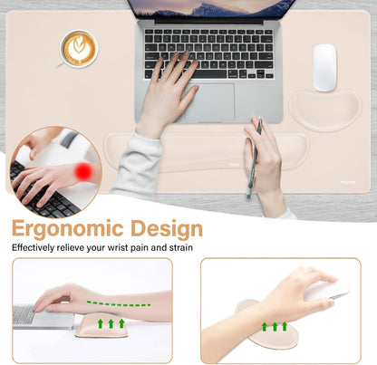 MOSISO Keyboard Mouse Pad Set, Gaming Mouse Pad&Keyboard Wrist Rest&Wrist Rest, Ergonomic Wristrests with Memory Foam Home Office Easy Typing Cushion Non-Slip Mousepad, Purple