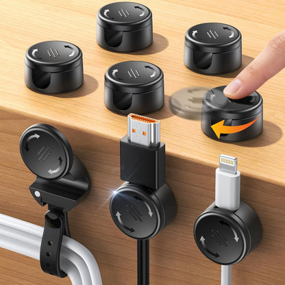 8 Pack Cord Organizer Clips with Silicone Cable Ties [2 in 1], Magnetic Cable Organizer [Smooth Adjustable & 1s Lock], Strong Adhesive Cord Holder Wire Organizer Keeper for Nightstand Desk