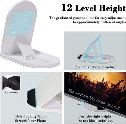 3 Pack Portable Cell Phone Stand Holder for Desk, Foldable Pocket-Sized Mount, Adjustable Multi Angle Stand for iPhone 16 15 14 13 Pro Max, 4-10”iPad Smartphone, Pink & Blue & Yellow