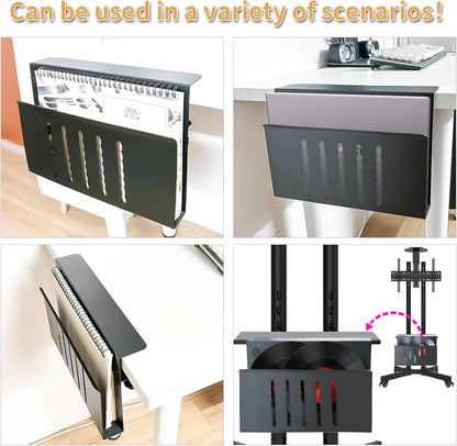 Desk Side Storage, Under Desk Storage, No Drill Steel Hanging Desk Organizer, Laptop Holder, Desk Storage Holder for Office & Home.(Black)