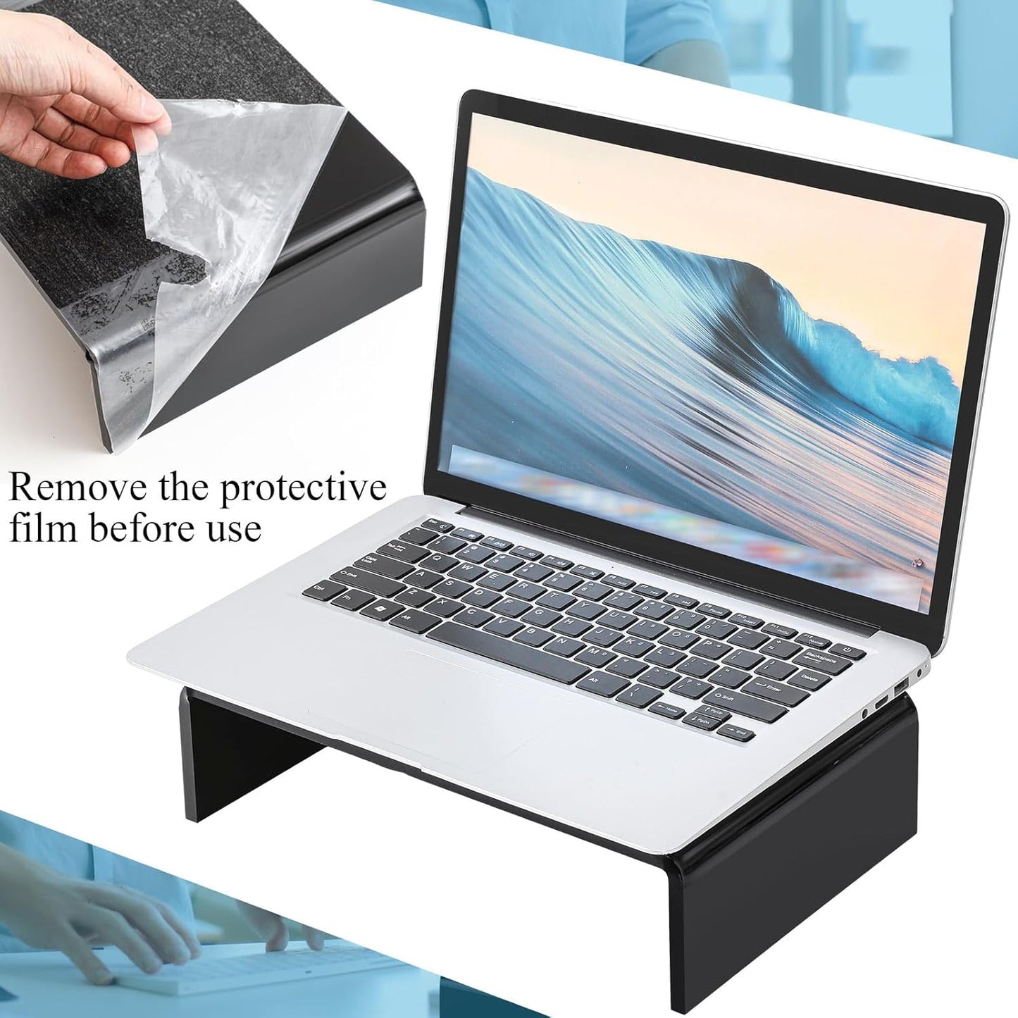 Jetec 2 Pcs Acrylic Monitor Stand Desktop Video Acrylic Monitor Riser Desk Shelf Computer Stand for Laptop TV Computer Screen Desk Organizer Teacher's Day Supplies (Clear, 12 x 8 x 3 Inch)