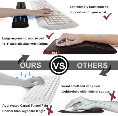 Ospelelf Mouse Pad with Wrist Rest and Keyboard Wrist Rest, Ergonomic Wrist Rest for Computer, Office, Gaming, Pink